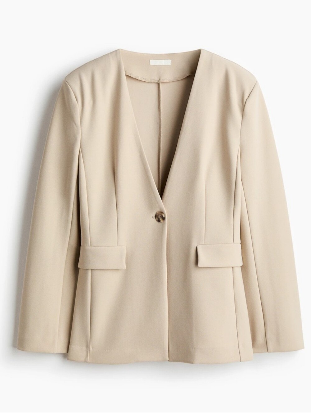 H&M Womens Cream Single-Button Jersey Blazer Jacket, XL